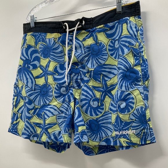 Tommy Hilfiger Swim Trunks Seashell Starfish Print Board Shorts Size L VINTAGE - Picture 2 of 6